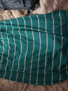 Teal and white bathing suit cover up